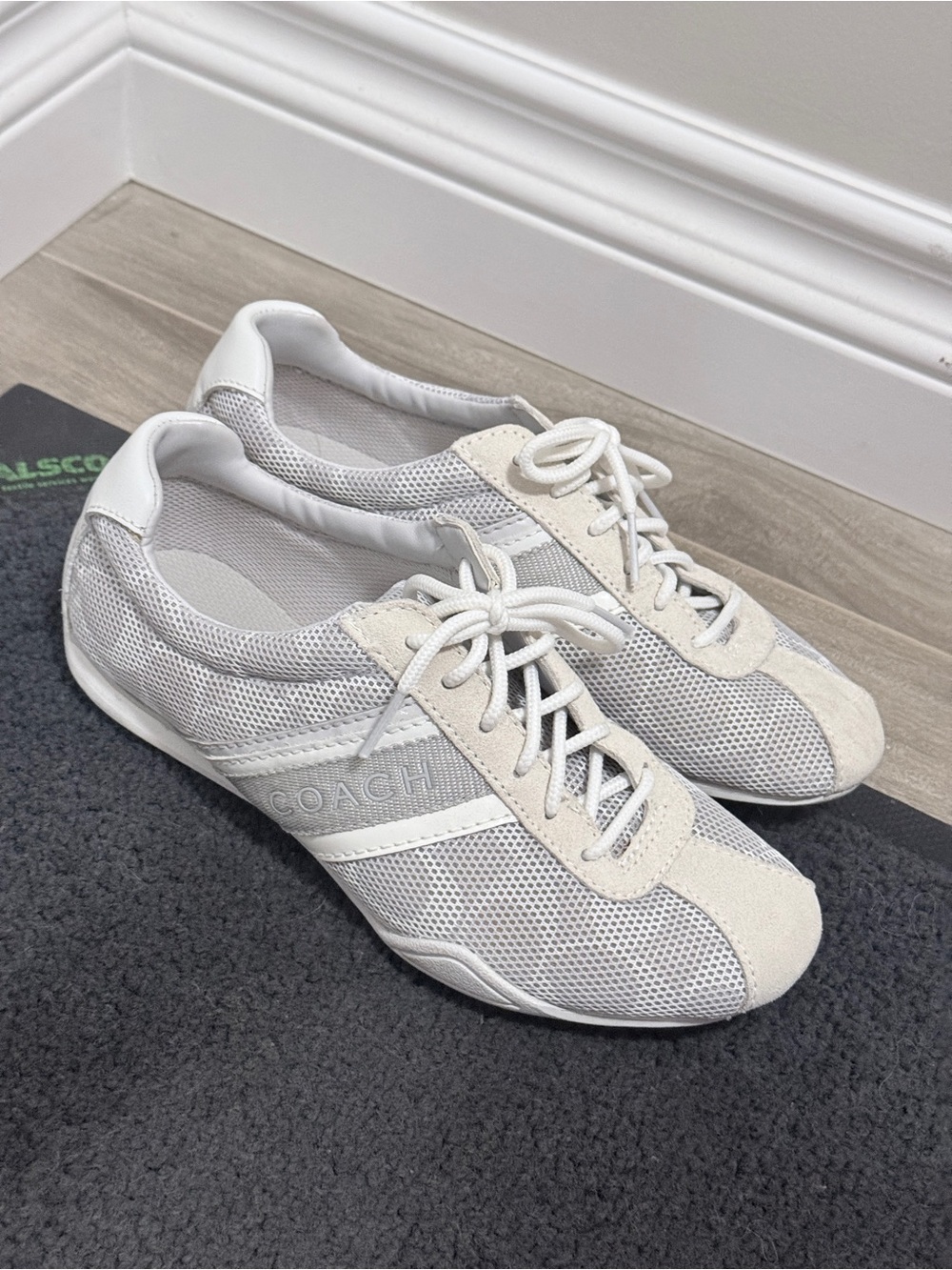 COACH Women's Cream-White Mesh & Suede Lace Sneakers